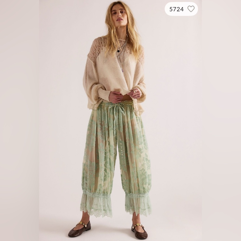 NWT Intimately Free People Forever Young Burnout Pants Seafoam Combo Small